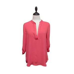 Women's Pink V-neck Blouse Size PL